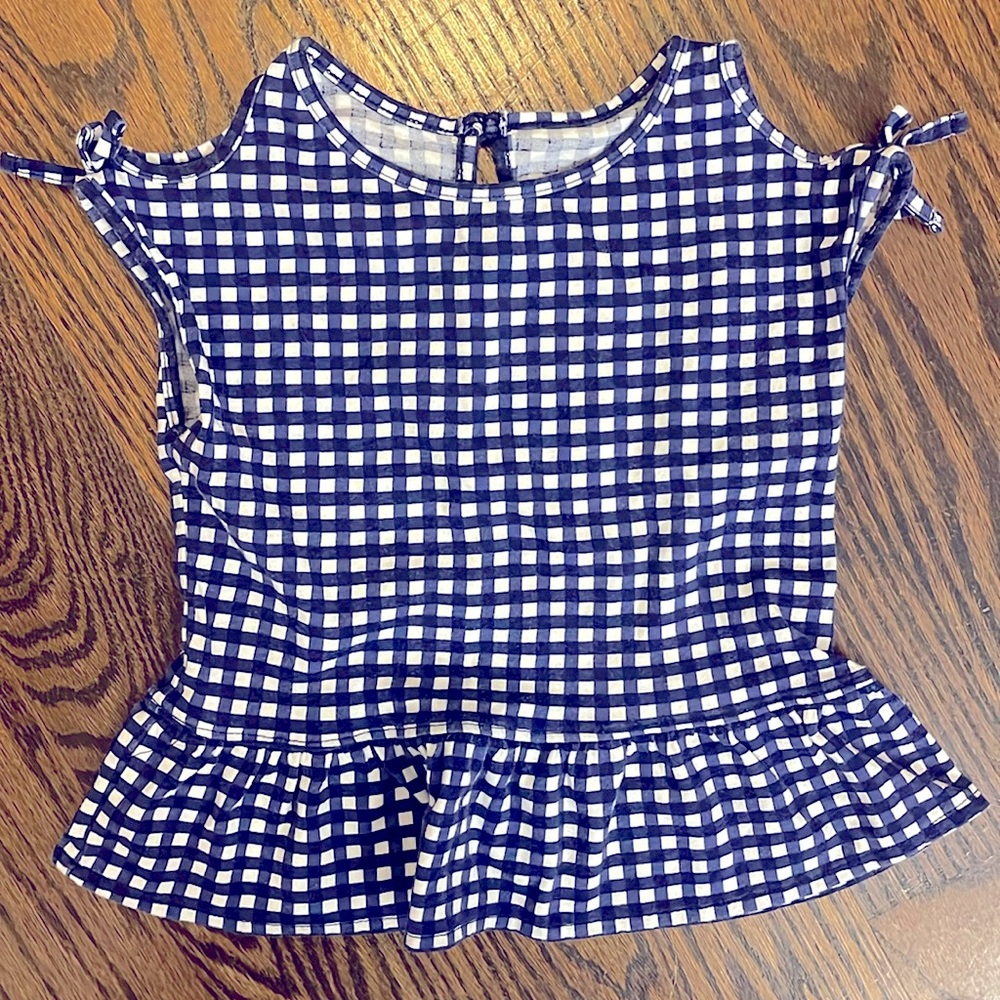 Blue and white checked shirt
